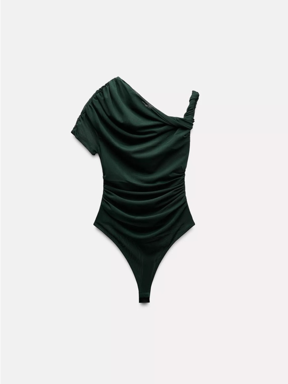 Zara Dark Green One-Shoulder Bodysuit